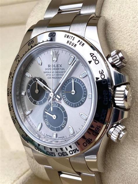 rolex daytona white gold ceramic silver dial bracelet